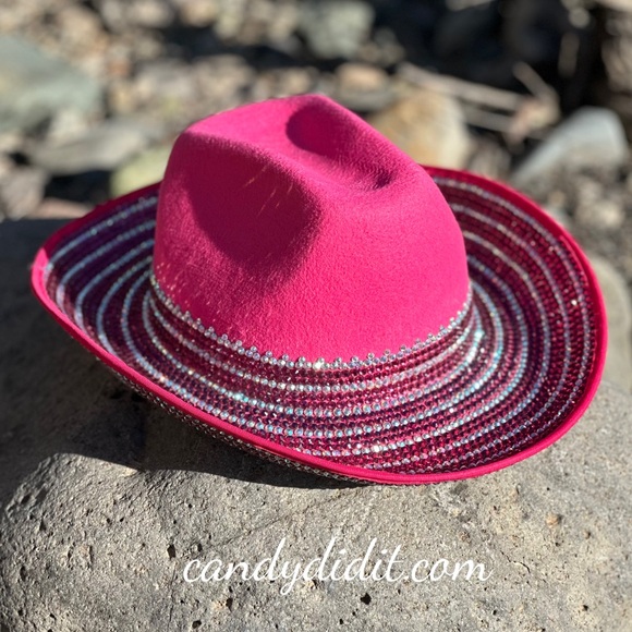 Beautiful Candy Did It! Cowgirl Bling Crystal Encrusted Pink Cowgirl Hat - Picture 3 of 9
